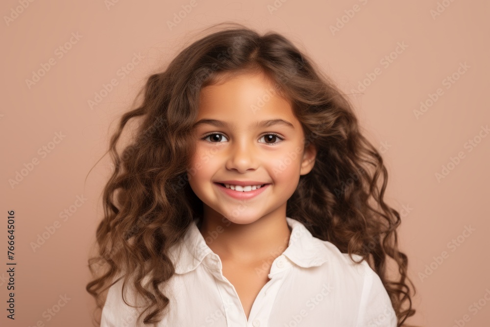 Portrait of a beautiful smiling little girl with long curly hair. Portrait of a beautiful smiling little girl with long curly hair.