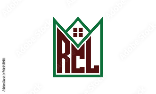 RCL initial letter builders real estate logo design vector. construction, housing, home marker, property, building, apartment, flat, compartment, business, corporate, house rent, rental, commercial photo