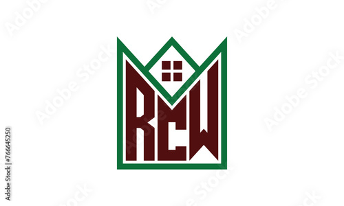 RCW initial letter builders real estate logo design vector. construction, housing, home marker, property, building, apartment, flat, compartment, business, corporate, house rent, rental, commercial photo