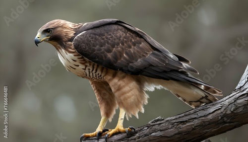 A Hawk With Its Talons Gripping A Branch Tightly