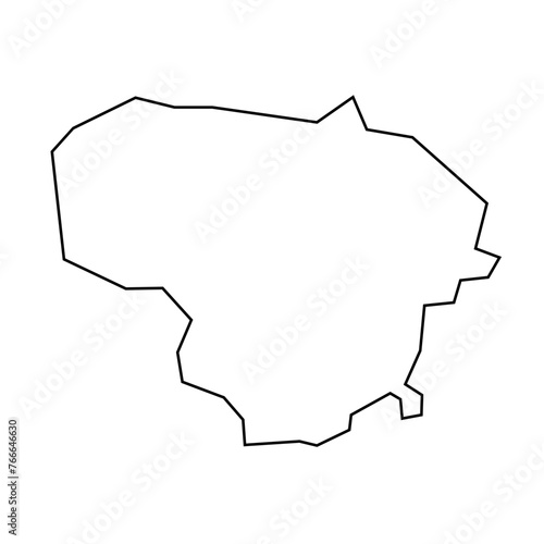 Lithuania country thin black outline silhouette. Simplified map. Vector icon isolated on white background.