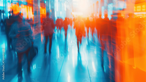  blurred motion multiple exposure of business people In business place, office.