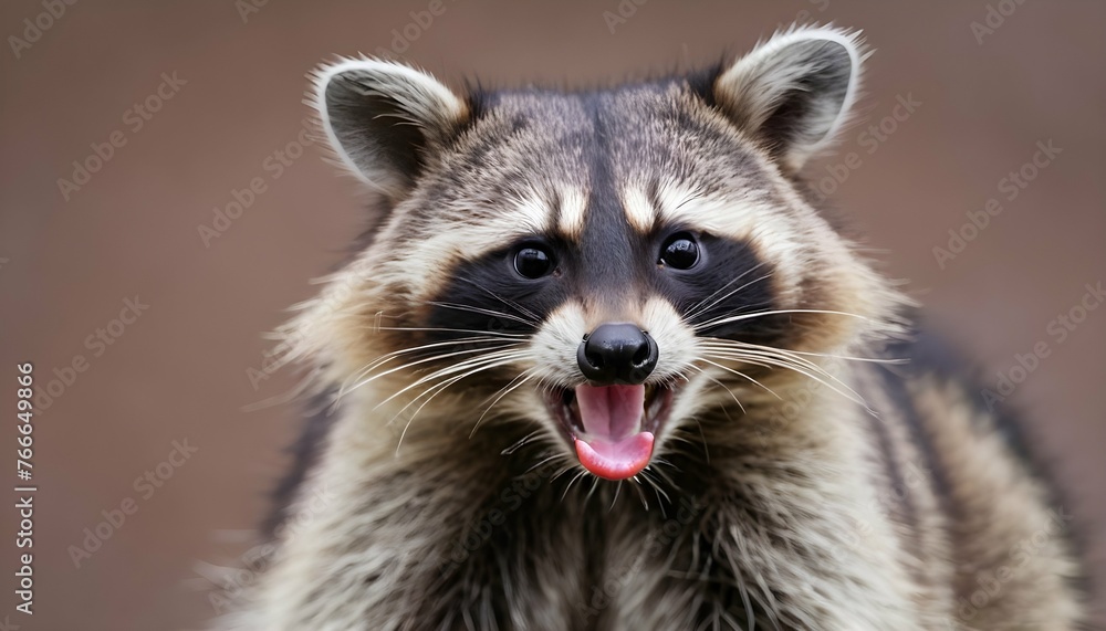 A Raccoon With Its Tongue Out Tasting The Air For