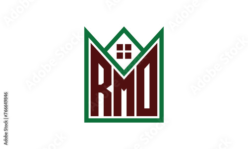 RMO initial letter builders real estate logo design vector. construction, housing, home marker, property, building, apartment, flat, compartment, business, corporate, house rent, rental, commercial