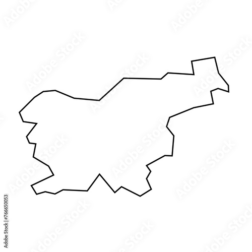 Slovenia country thin black outline silhouette. Simplified map. Vector icon isolated on white background.