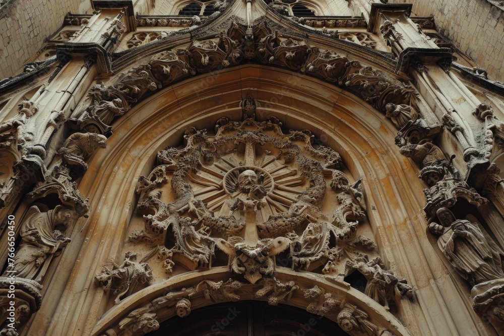 The intricate details of a medieval cathedral, an architectural masterpiece
