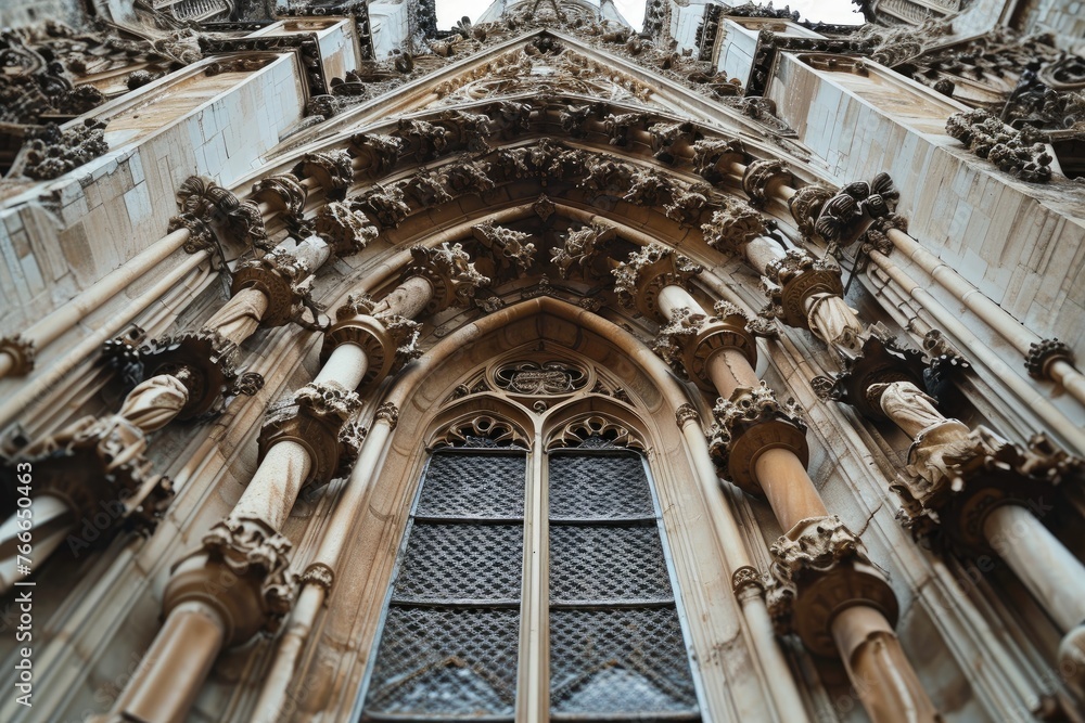The intricate details of a medieval cathedral, an architectural masterpiece
