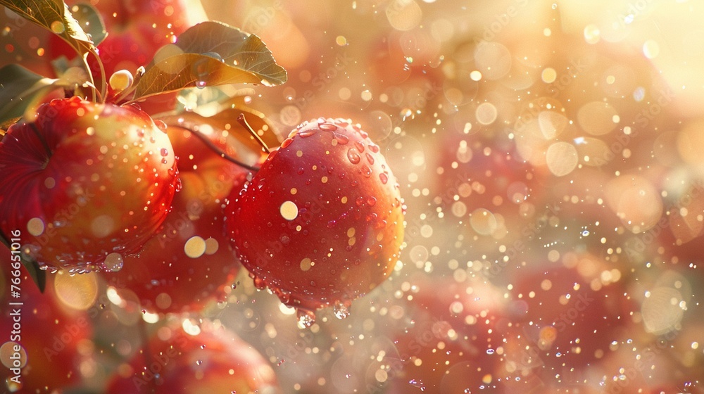 Illustrate a mesmerizing scene of ethereal orchard fruits surrounded by sparkling fairy dust, creating a whimsical and enchanting atmosphere for a magical product promotion Illustrate a mesmerizing scene of ethereal orchard fruits surrounded by sparkling fairy dust, creating a whimsical and enchanting atmosphere for a magical product promotion