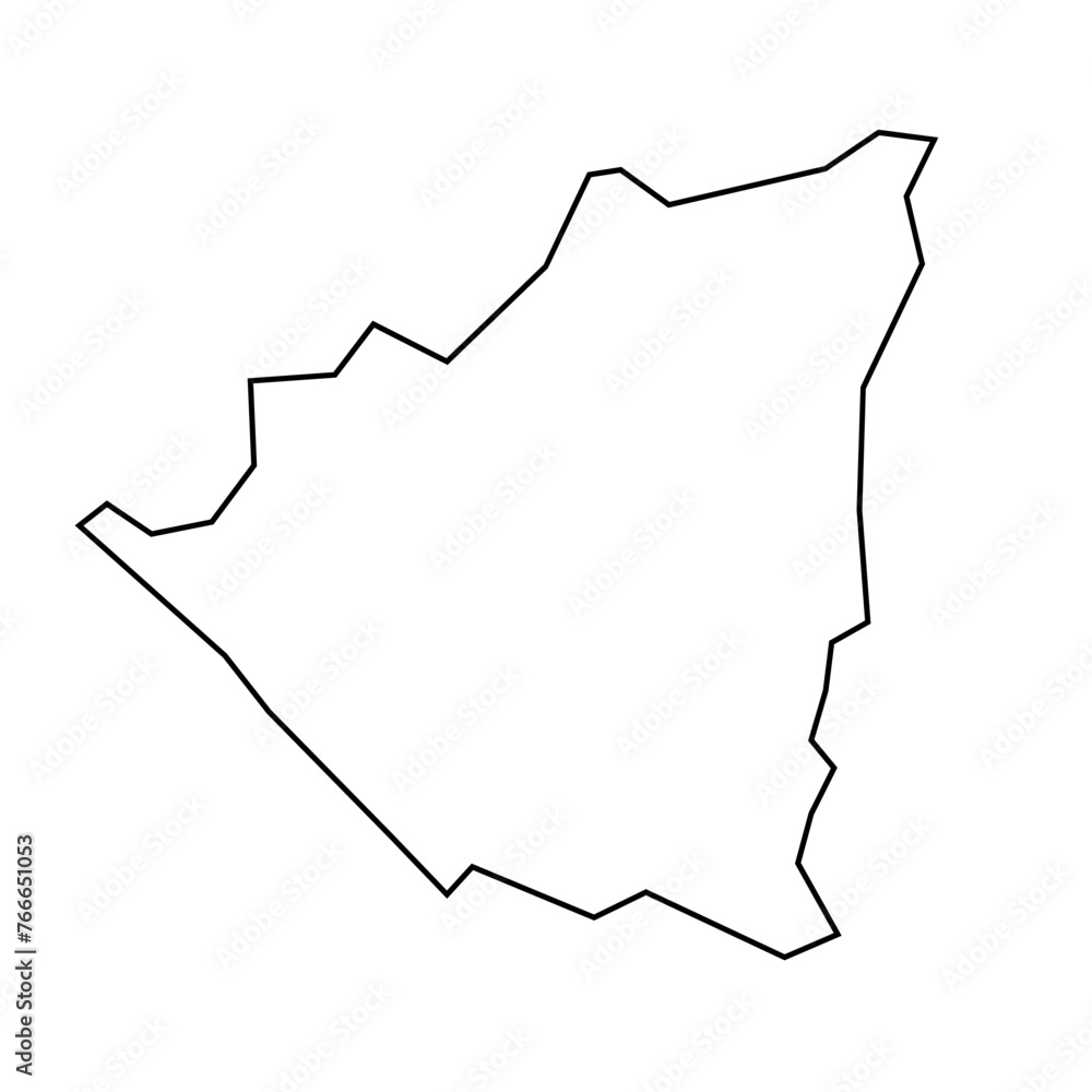 Nicaragua country thin black outline silhouette. Simplified map. Vector icon isolated on white background. Nicaragua country thin black outline silhouette. Simplified map. Vector icon isolated on white background.