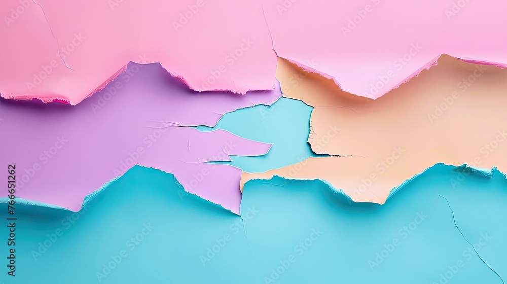 Torn bright pastel paper background with space for text, vivid color pastel banner