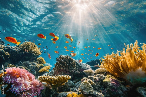 Underwater world exploration with vibrant marine life © SaroStock