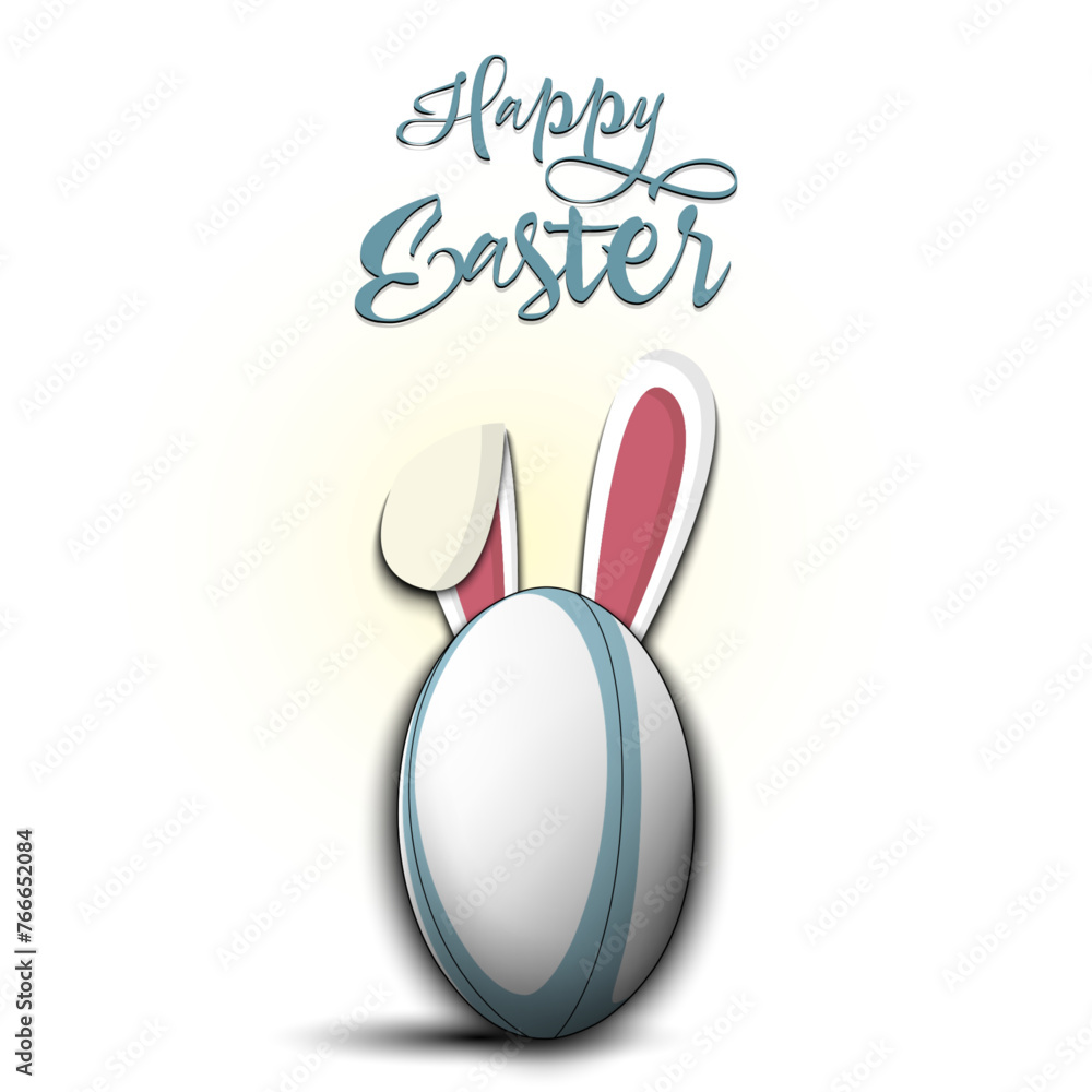Fototapeta premium Happy Easter. Rugby ball with ears rabbit