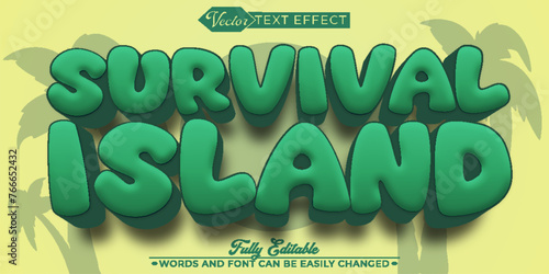 Cartoon Survival Island Vector Editable Text Effect Template