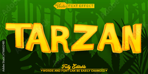 Cartoon Orange Survival Tarzan Vector Editable Text Effect Template