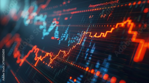 Wallpaper Mural Dynamic charts of digital currencies, digital exchange rates, and stock investments. Dynamic charts and numbers with vibrant orange and blue colors. Torontodigital.ca