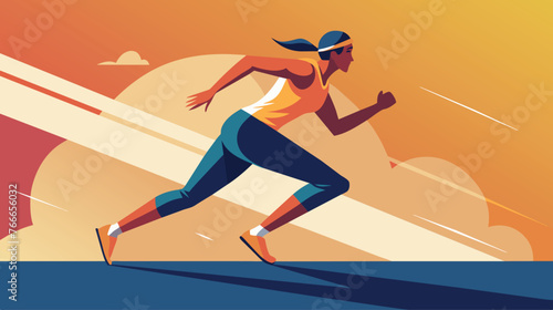 Female Athlete Sprinting on Track During Sunset