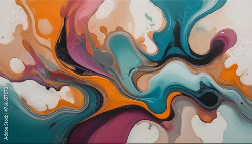 Abstract Fluid Art Painting With Organic Shapes A