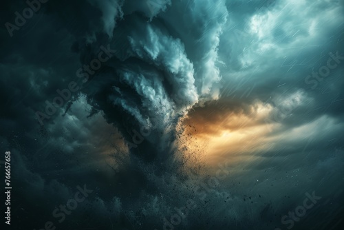 Tornado in cloudy sky