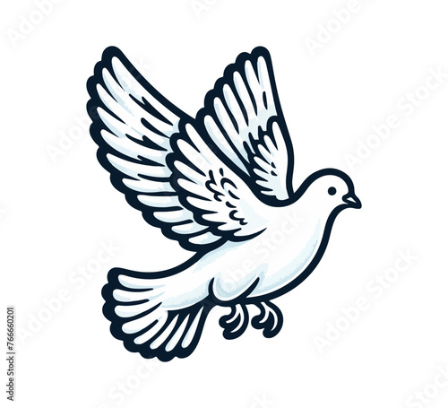 White Dove bird hand drawn vector illustration