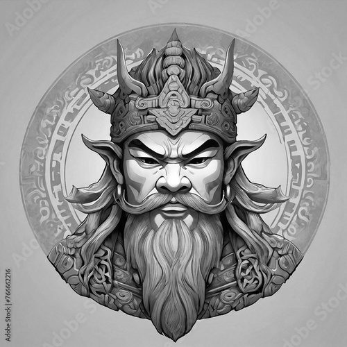 Black and white asian god illustration © wonderland