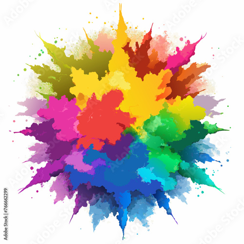 Multicolor powder explosion on White background 