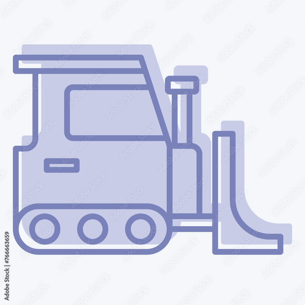 Icon Bulldozer. related to Building Material symbol. two tone style. simple design editable. simple illustration Icon Bulldozer. related to Building Material symbol. two tone style. simple design editable. simple illustration