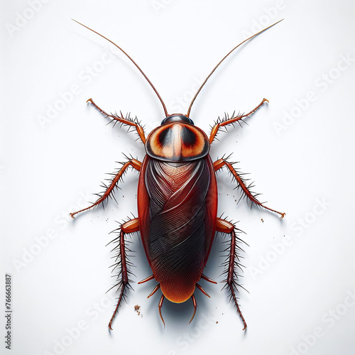 High-Definition Red Cockroach on White