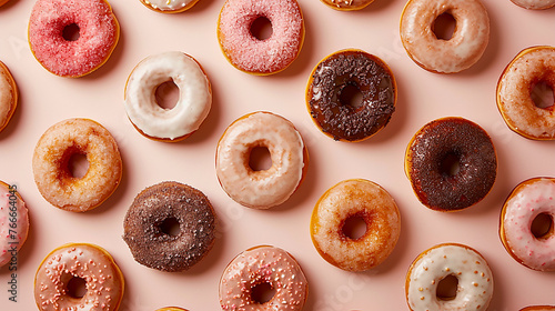 Image of a row of cute doughnuts.
