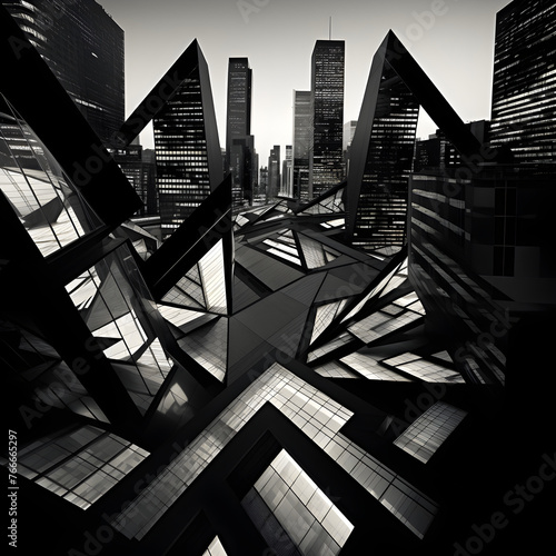 Monumental Cityscape of Geometric Angles: A Daring Interplay of Architectural Form and Perspective