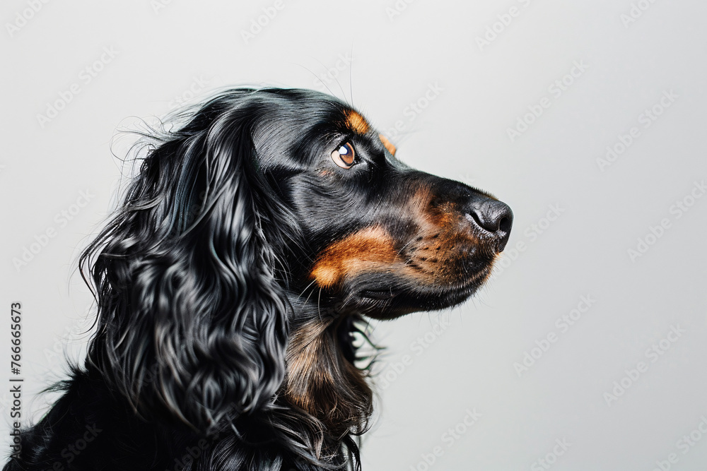 Portrait of a dog on white background