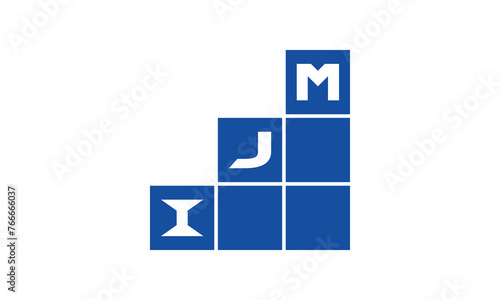 IJM initial letter financial logo design vector template. economics, growth, meter, range, profit, loan, graph, finance, benefits, economic, increase, arrow up, grade, grew up, topper, company, scale photo