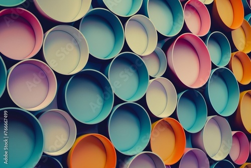 Abstract background with Colorful pipes of different sizes stacked together