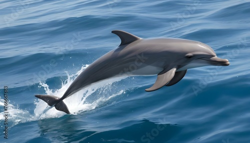 A Dolphin Gracefully Gliding Through The Ocean Cur