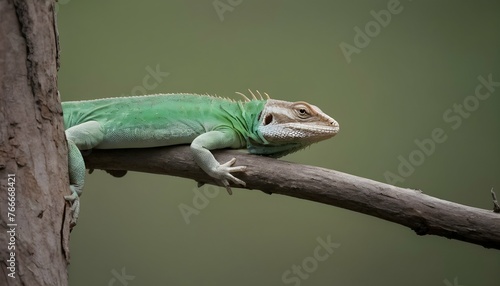 A Lizard Perched On A Branch Watching For Insects