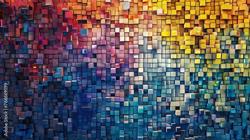 A background characterized by square pixel mosaics  offering a digital and geometric visual