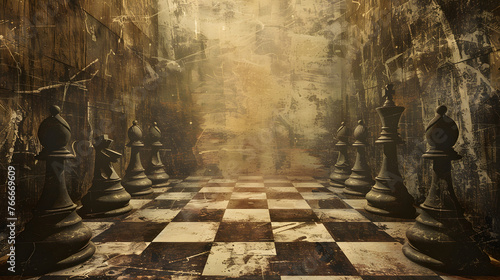 Vintage chess themed background, chess wallpaper, chess game