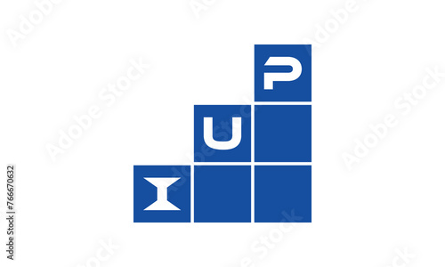 IUP initial letter financial logo design vector template. economics, growth, meter, range, profit, loan, graph, finance, benefits, economic, increase, arrow up, grade, grew up, topper, company, scale photo