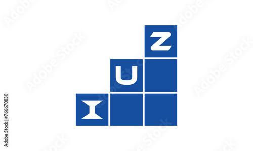 IUZ initial letter financial logo design vector template. economics, growth, meter, range, profit, loan, graph, finance, benefits, economic, increase, arrow up, grade, grew up, topper, company, scale photo