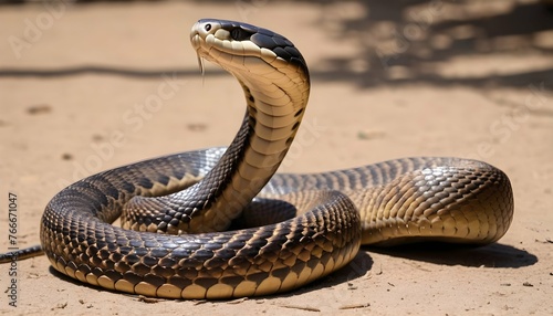 A King Cobra Basking In The Sun To Regulate Its Bo