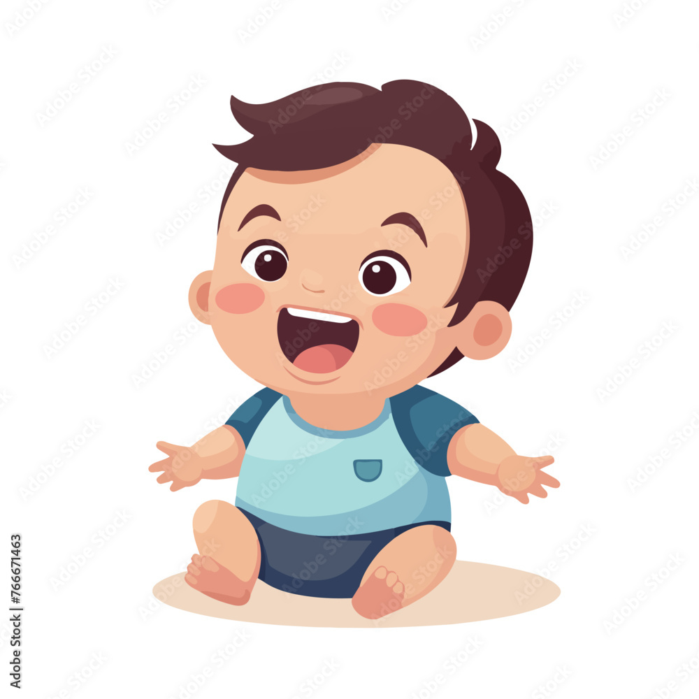 Laughing Baby. flat vector illustration isolated wh