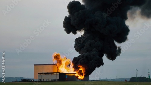 Explosion and fire in the building