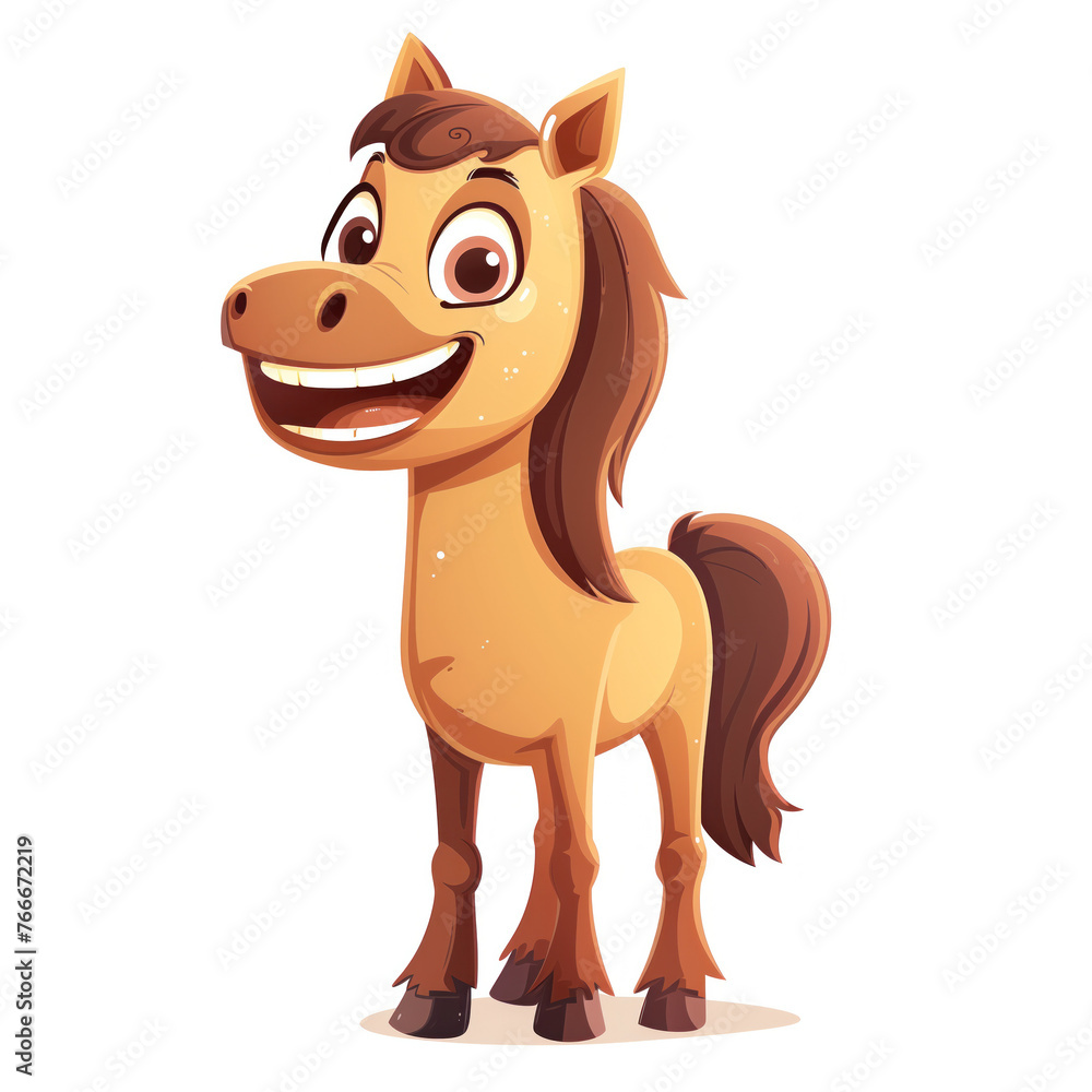 Cute Funny Cartoon Horse, Illustration for Children Book, Generative AI