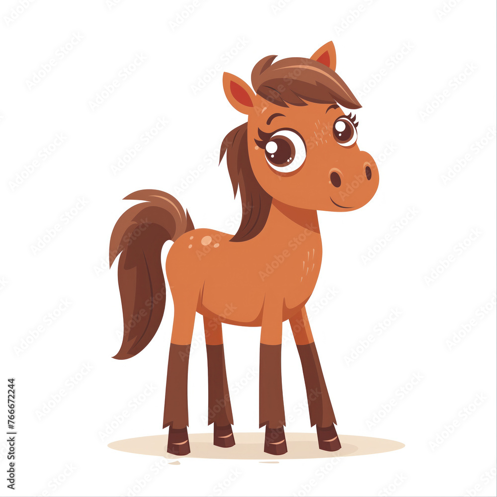 Cute Funny Cartoon Horse, Illustration for Children Book, Generative AI