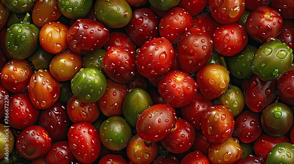 Tomatoes vegetables background, with water drops, top view, flat lay. Agriculture harvest food photography background Tomatoes vegetables background, with water drops, top view, flat lay. Agriculture harvest food photography background