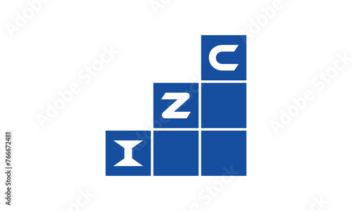 IZC initial letter financial logo design vector template. economics, growth, meter, range, profit, loan, graph, finance, benefits, economic, increase, arrow up, grade, grew up, topper, company, scale photo