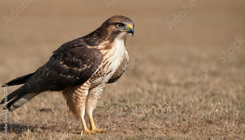 A Hawk With Its Keen Eyes Scanning The Ground For