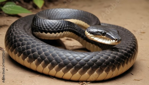 A King Cobra With Its Body Coiled Tightly Prepare