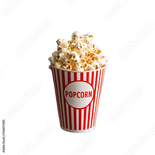 popcorn in a popcorn cup on isolated white background 