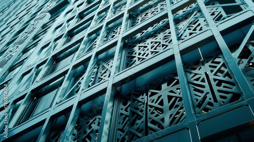 Intricate patterns and designs in a macro shot of a business tower    AI generated illustration