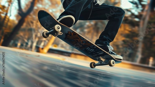 Speedy Skateboarders Professional captures of skateboarders performing tricks and stunts with agility and speed capturing the a AI generated illustration